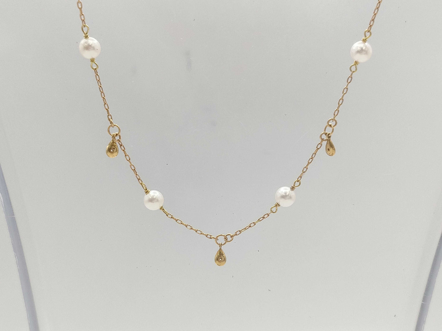 Station Pearl Diameter Approx. 4.5mm-4.8mm D0.05ct K18 3.0g Necklace 
