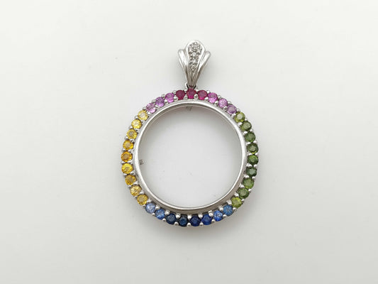 Empty Frame Colored Stone Multi D0.07ct PT900 13.8g Pendant Top 