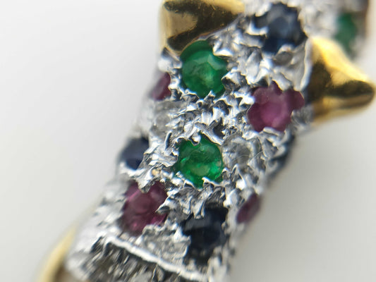 Ruby Sapphire Emerald Diamond K18 2.4g Pendant Top 