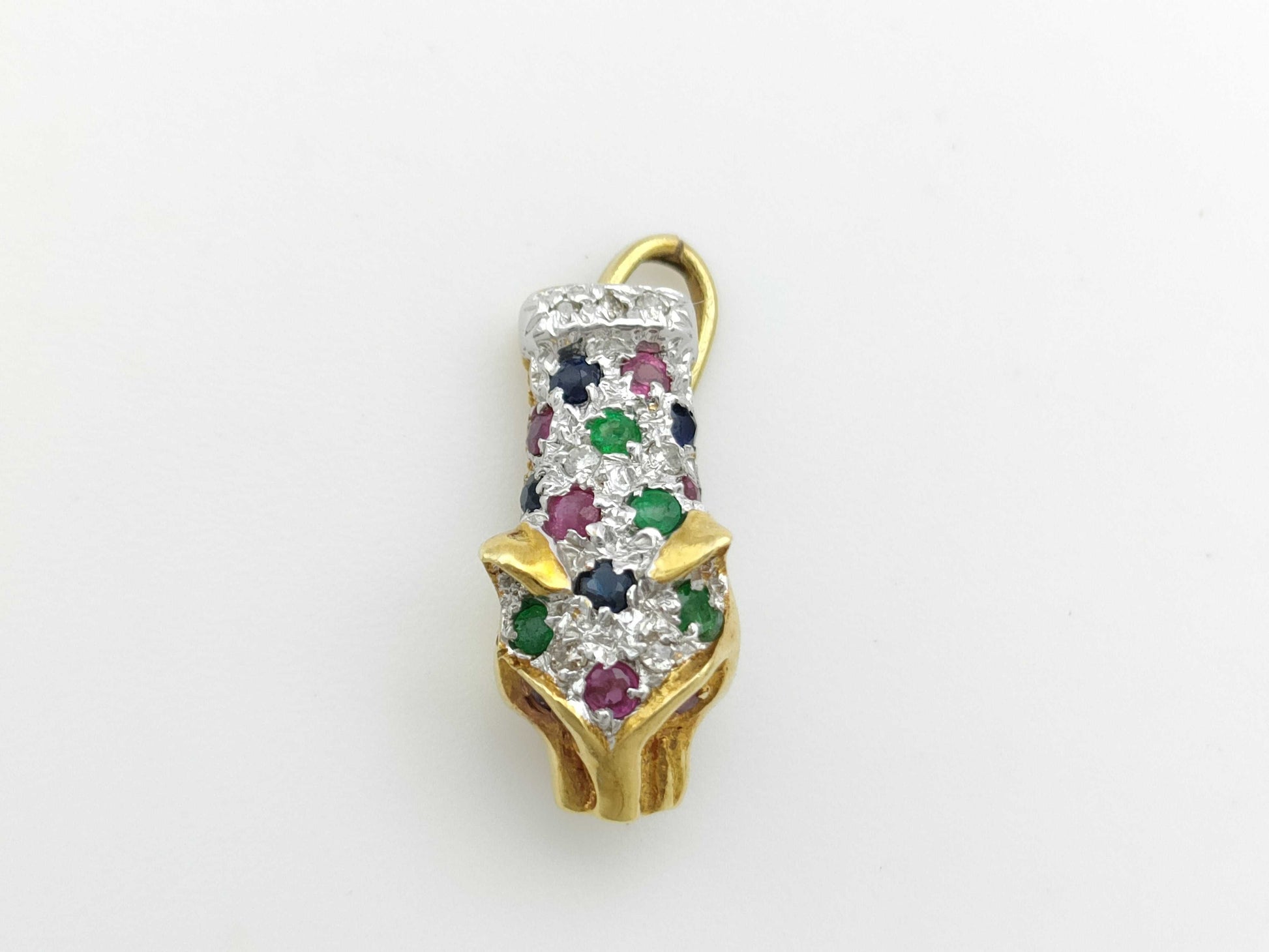 Ruby Sapphire Emerald Diamond K18 2.4g Pendant Top 