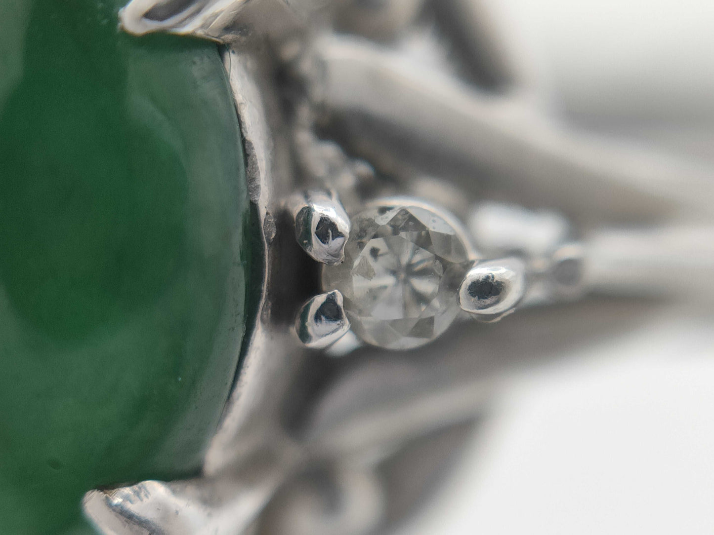 Jade 0.82ct Diamond PT900 3.3g Ring 