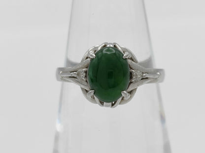 Jade 0.82ct Diamond PT900 3.3g Ring 