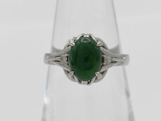 Jade 0.82ct Diamond PT900 3.3g Ring 