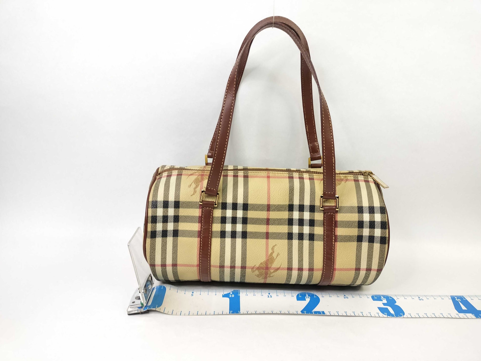 BURBERRY Nova Check PVC x Leather Handbag