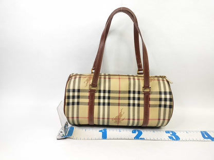 BURBERRY Nova Check PVC x Leather Handbag