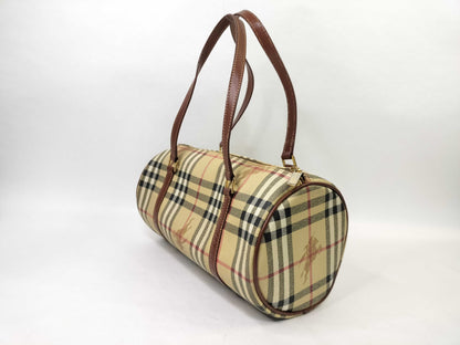 BURBERRY Nova Check PVC x Leather Handbag