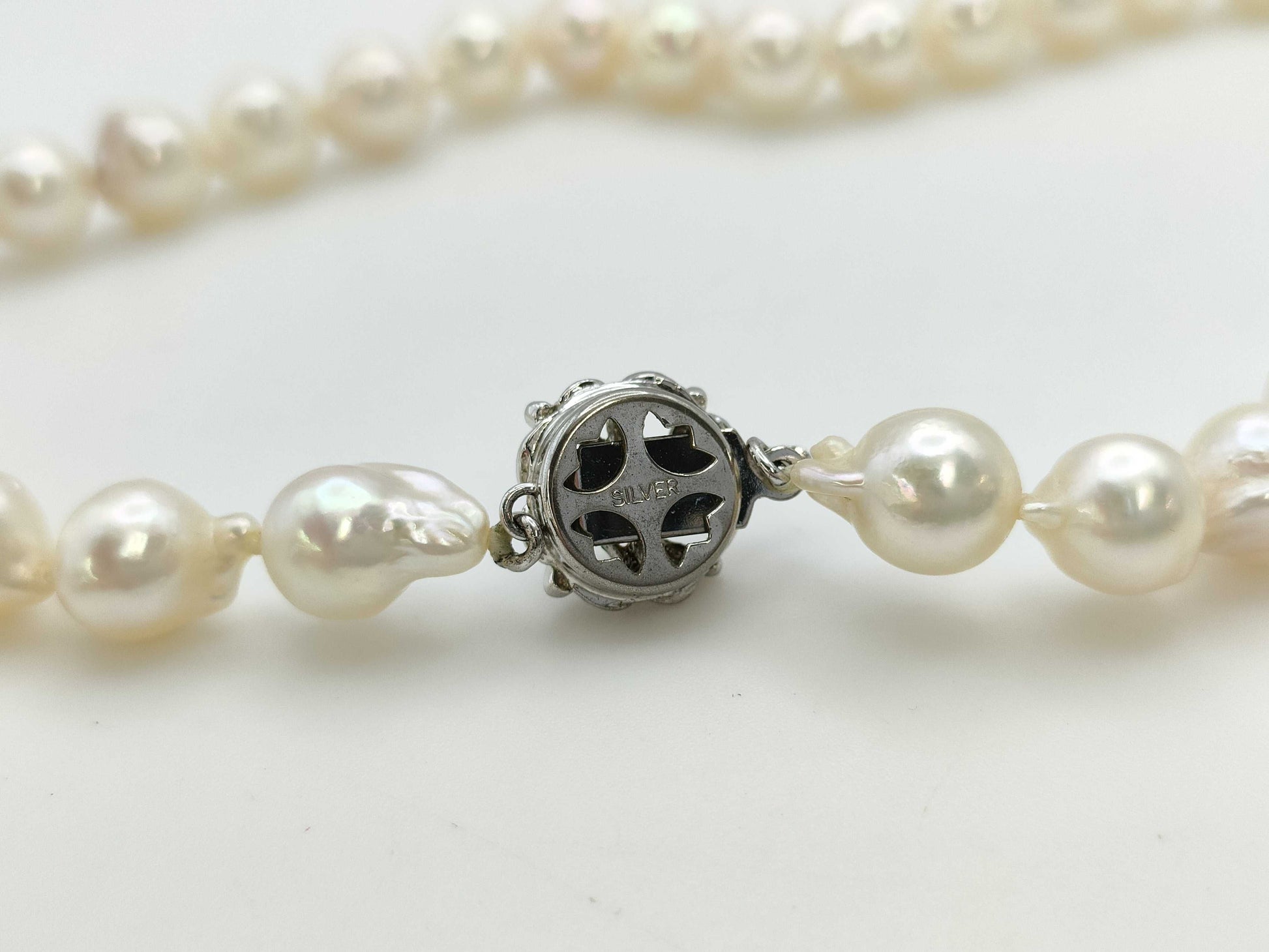 Semi-round pearl diameter approx. 8.1-8.5mm SV 36.5g necklace 