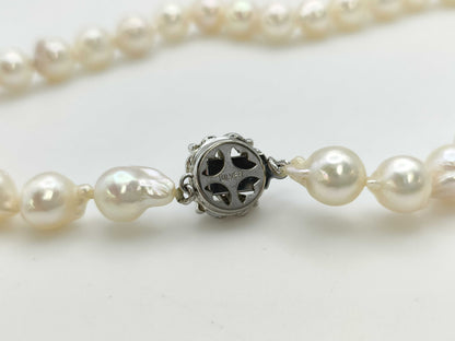 Semi-round pearl diameter approx. 8.1-8.5mm SV 36.5g necklace 