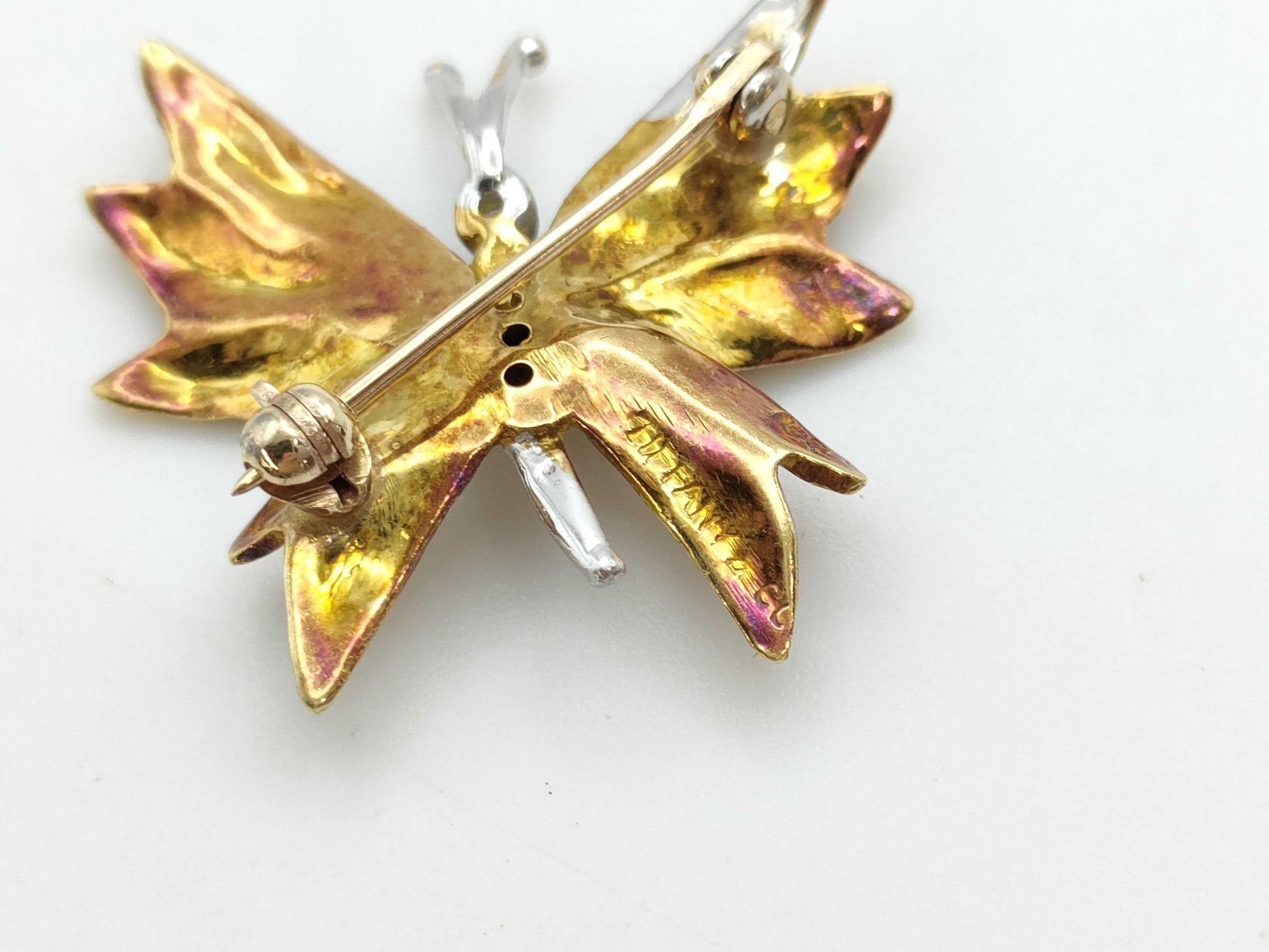 Tiffany&Co. Butterfly Motif Diamond 18K 4.2g Brooch 
