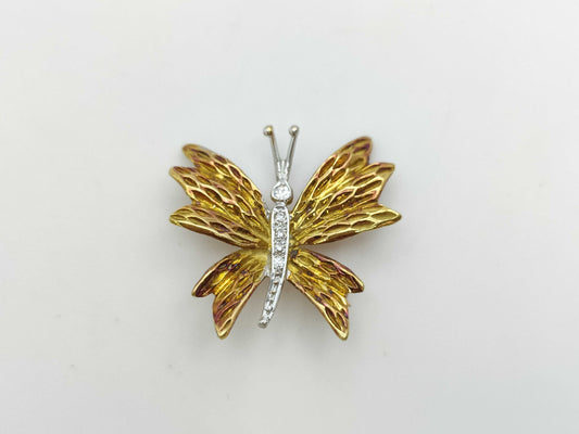 Tiffany&Co. Butterfly Motif Diamond 18K 4.2g Brooch 
