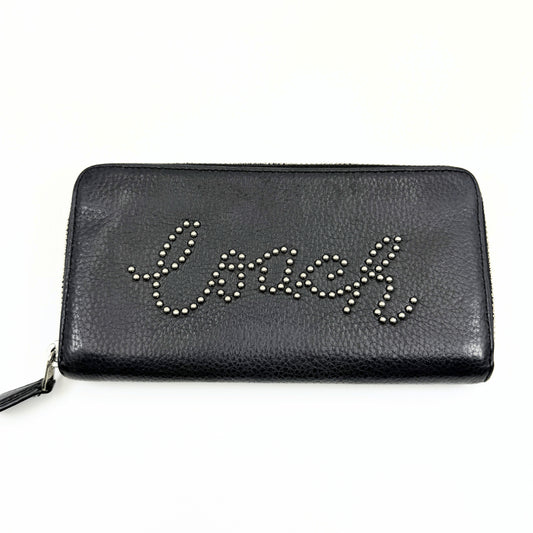 COACH COACH With Studs Script Accordion Round Zipper F88904 Long Wallet Wallet