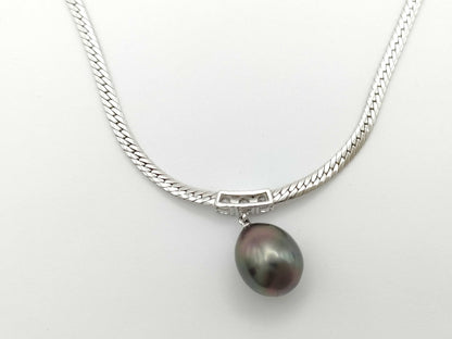 MIKIMOTO Pearl Diameter Approx. 10.7*12.7mm Diamond K18 13.8g Necklace 