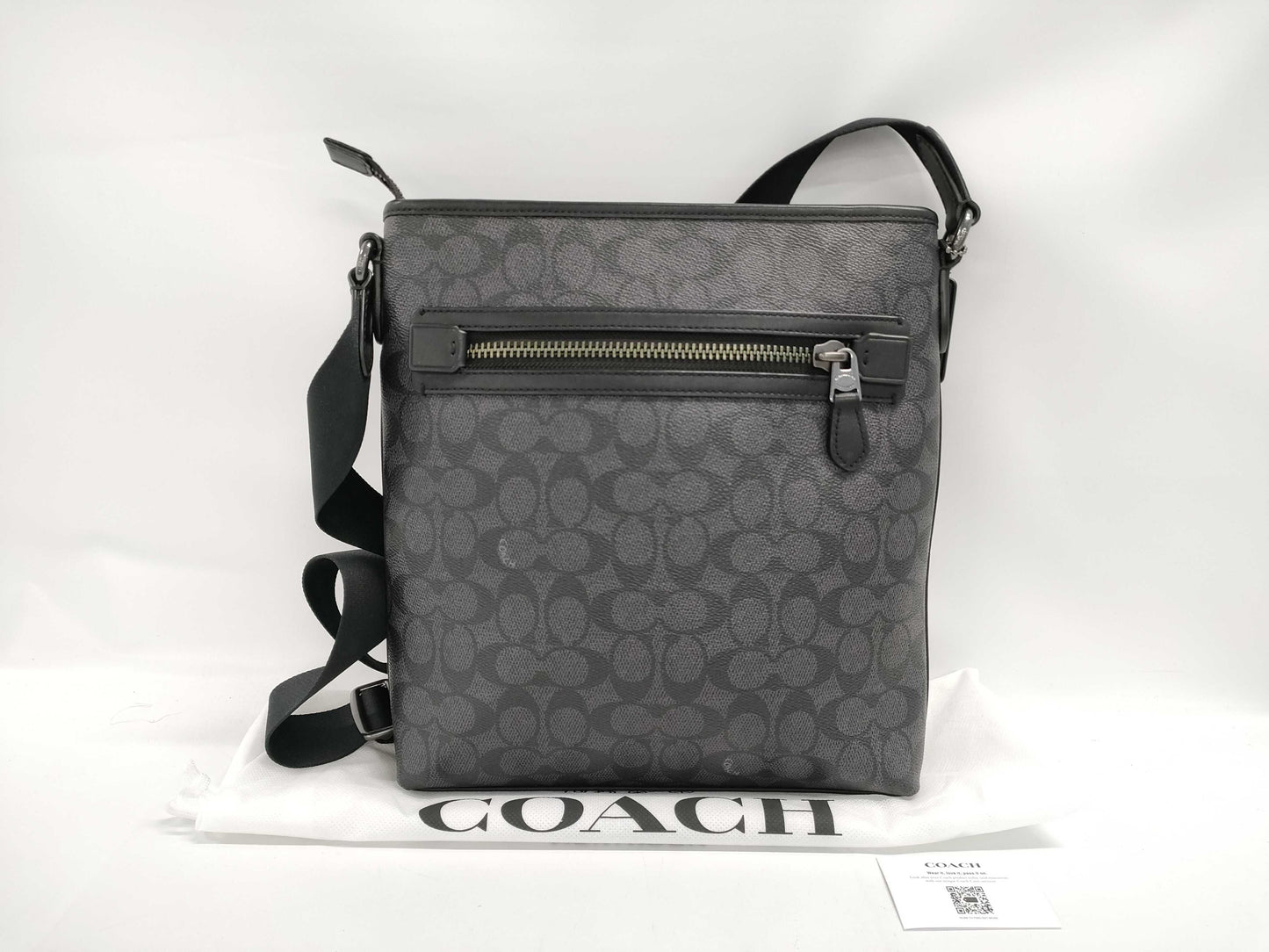 COACH Signature Pattern Black Shoulder Bag