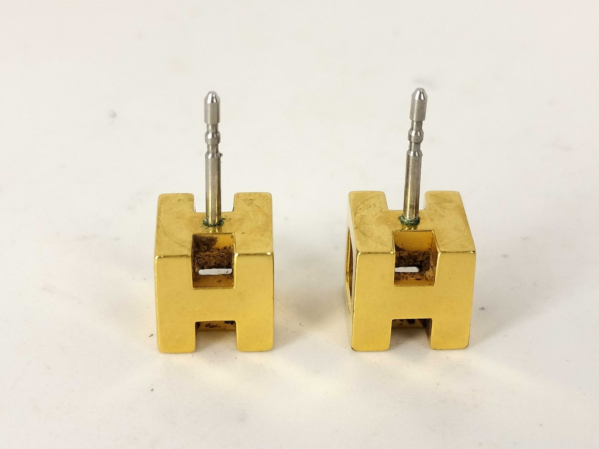 HERMES CAGE DE H H Cube Earrings