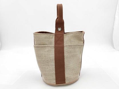 HERMES SaxoMM Canvas Beige/Brown Purse Bag