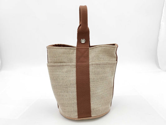 HERMES SaxoMM Canvas Beige/Brown Purse Bag