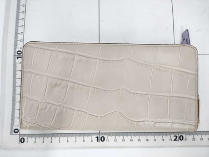 COACH Long Wallet Croco-style Embossed Leather White Wallet
