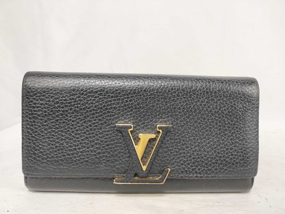 LOUIS VUITTON Taurillon Portefeuille Capucines Noir M61248 Wallet