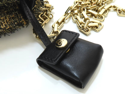 Dior New Rock Tweed Leather Chain Shoulder Bag