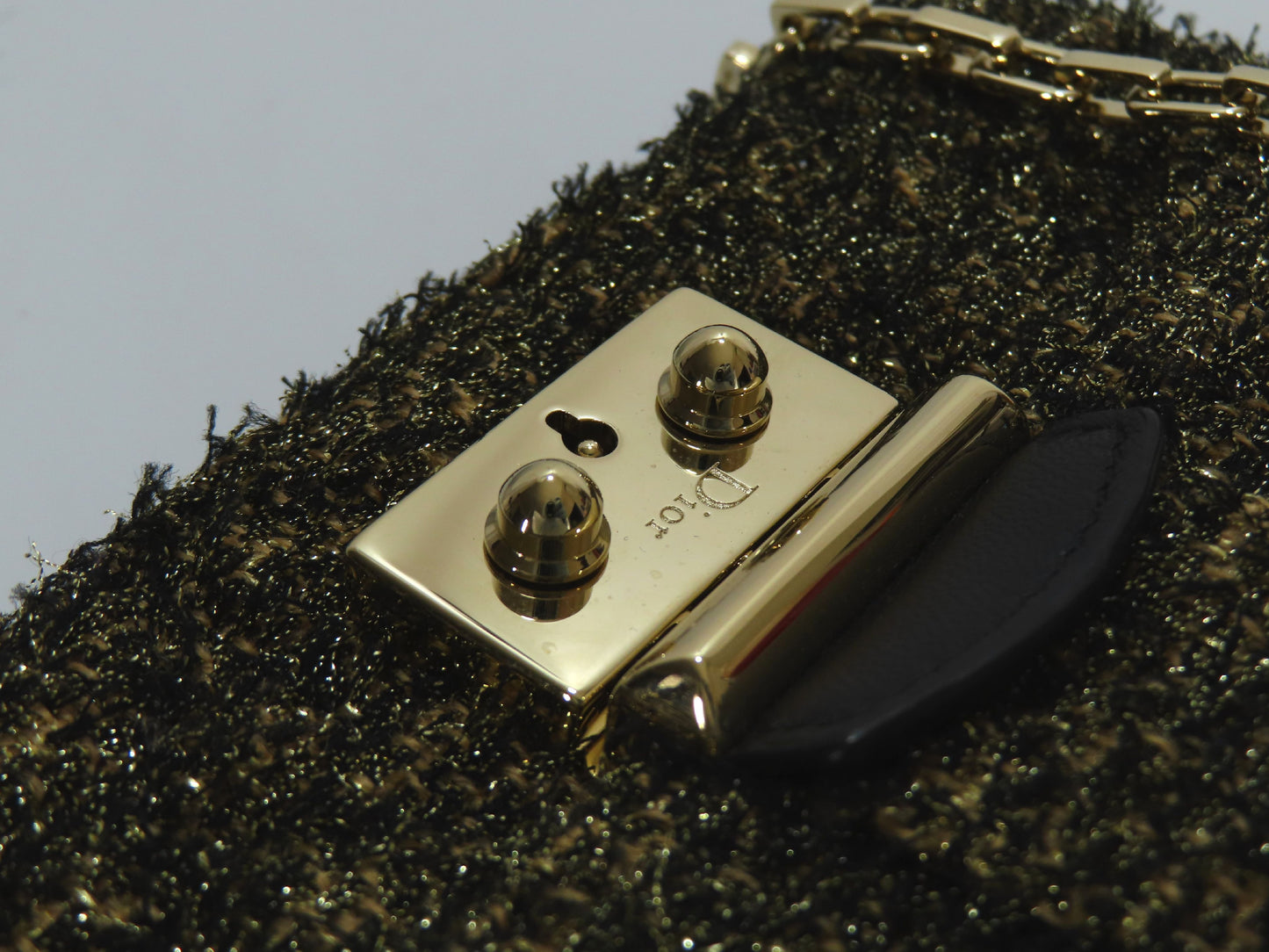 Dior New Rock Tweed Leather Chain Shoulder Bag