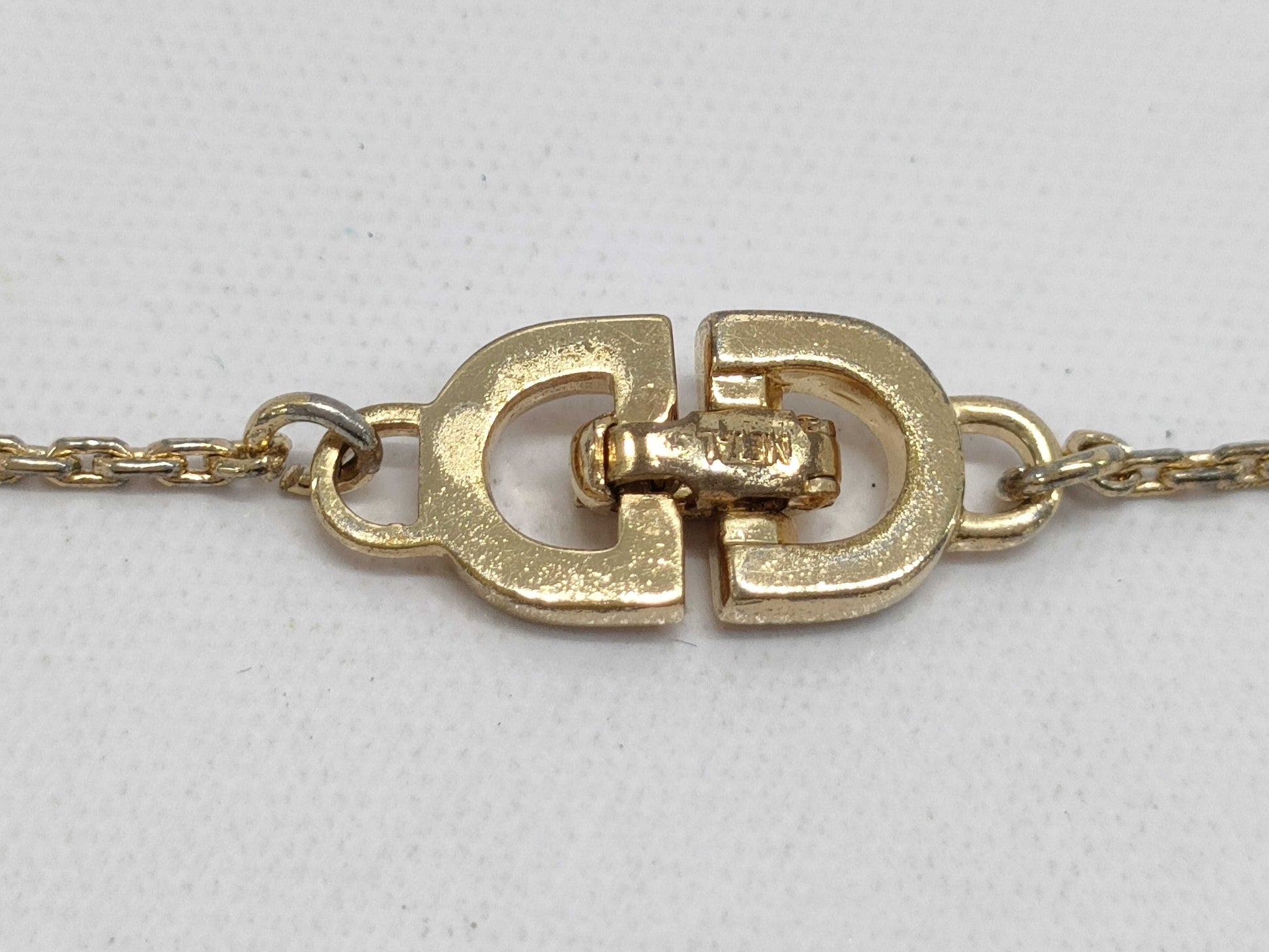 Dior Dior Gold & White Long Necklace with 4-Line Logo Motif, Made in Germany, 14.1g