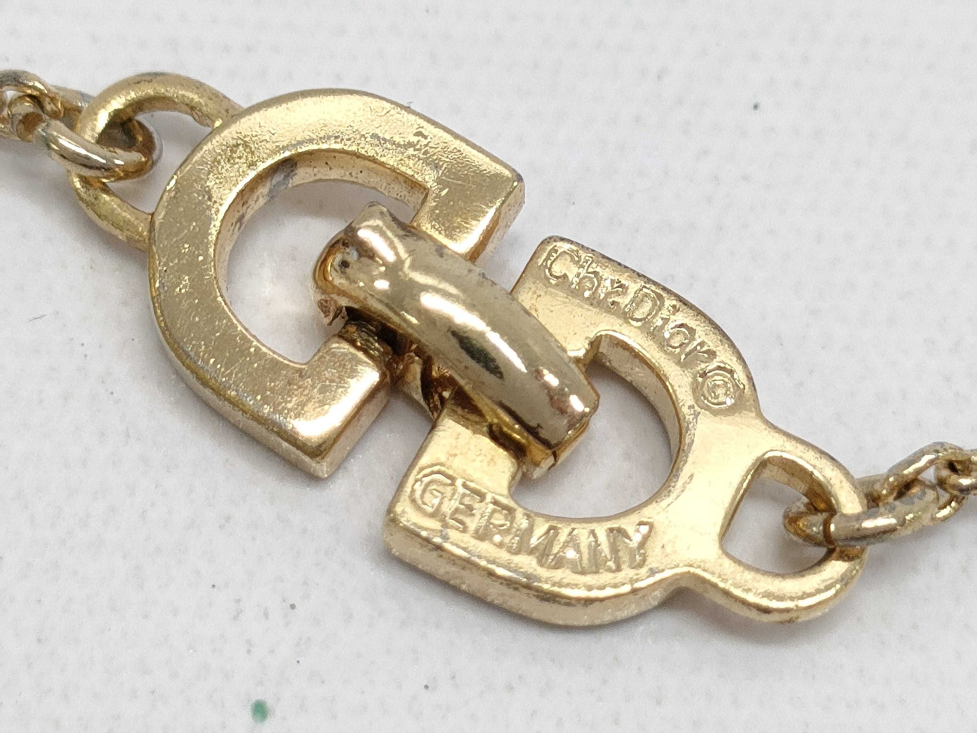 Dior Dior Gold & White Long Necklace with 4-Line Logo Motif, Made in Germany, 14.1g