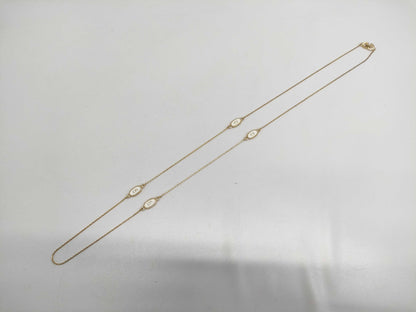 Dior Dior Gold & White Long Necklace with 4-Line Logo Motif, Made in Germany, 14.1g