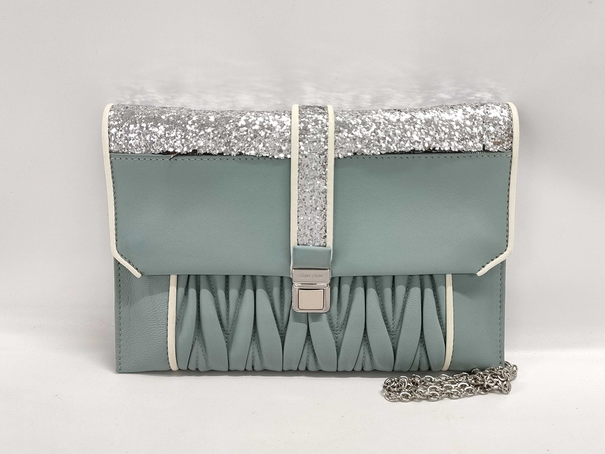 Miu Miu Matelasse Leather 5NF001 Mint Green Shoulder Bag