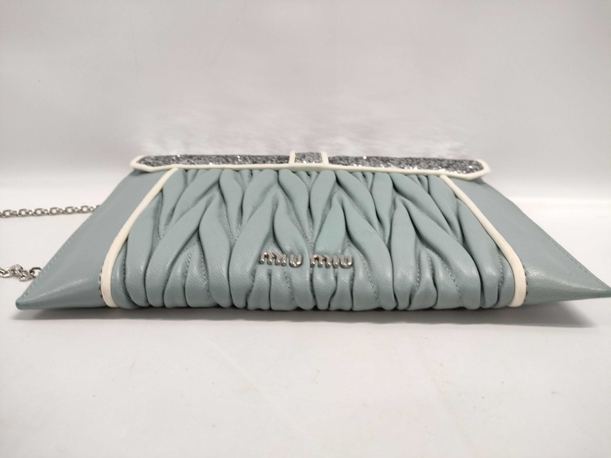 Miu Miu Matelasse Leather 5NF001 Mint Green Shoulder Bag