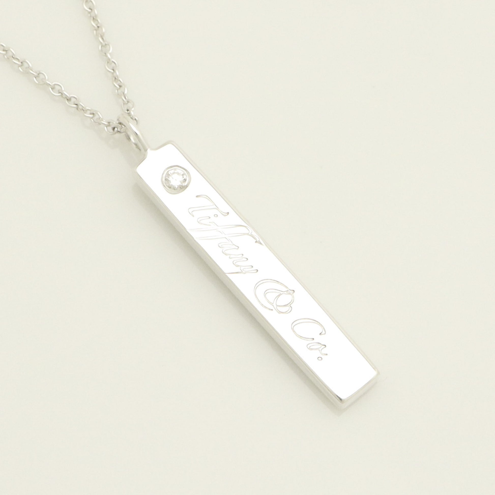 Tiffany & Co. Notes Bar 1-Piece Diamond Necklace Pendant in Sterling Silver - Weight: 3.25g