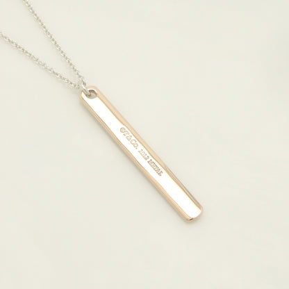 Tiffany & Co. 1837 Narrow Bar Rubedo Metal Necklace Pendant in Sterling Silver , Weight: 2.50g