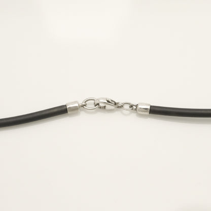 Tiffany & Co. Atlas Bar Rubber Cord Necklace, 925 Sterling Silver, Weight: 15.31g
