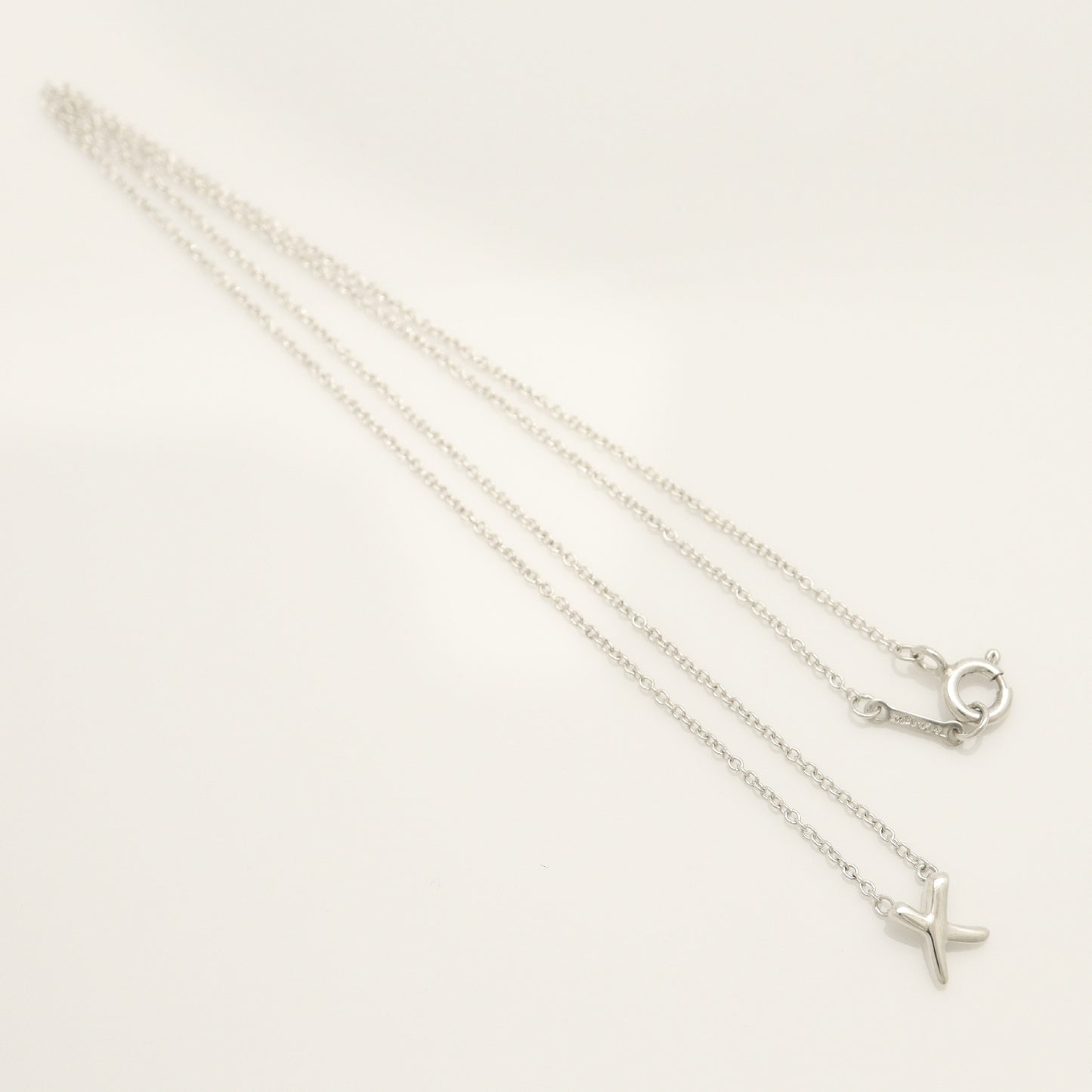 Tiffany & Co. Mini Kiss Cross Paloma Picasso Necklace in 925 Sterling Silver, 12.7g