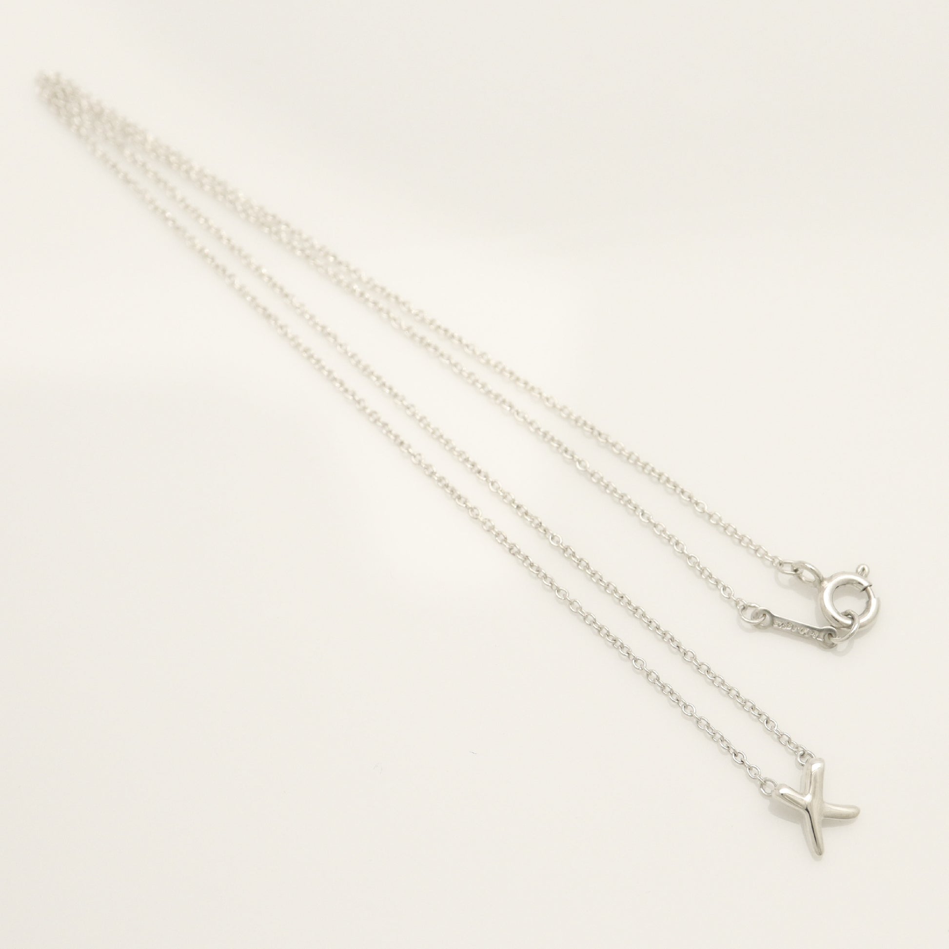 Tiffany & Co. Mini Kiss Cross Paloma Picasso Necklace in 925 Sterling Silver, 12.7g