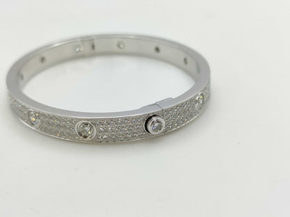 Cartier Love Breath #18 Full Paved Diamond WG AU750 48.1g Bracelet Bangle 