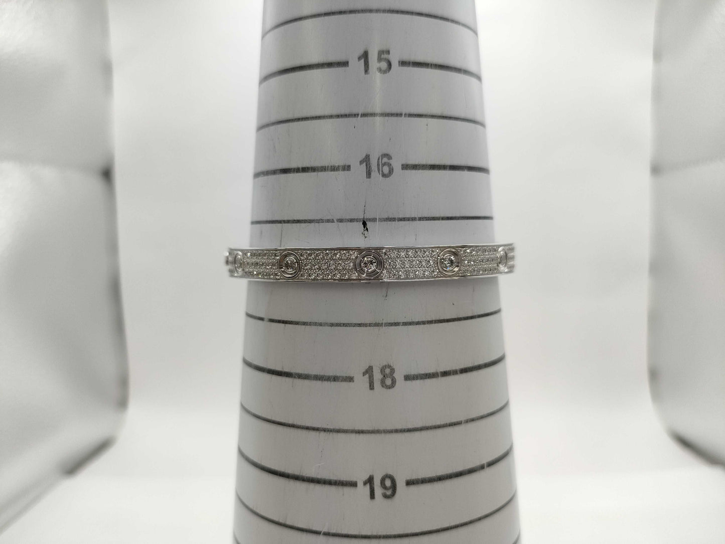 Cartier Love Breath #18 Full Paved Diamond WG AU750 48.1g Bracelet Bangle 