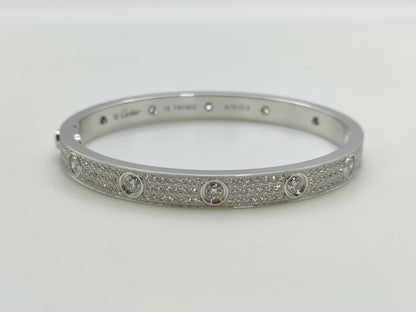 Cartier Love Breath #18 Full Paved Diamond WG AU750 48.1g Bracelet Bangle 