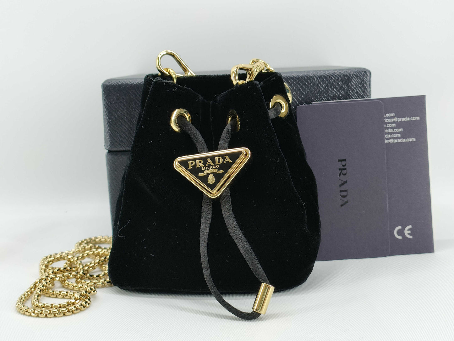 PRADA Prada Shoulder Bag Chain Velvet Black 1NR016 Shoulder Bag