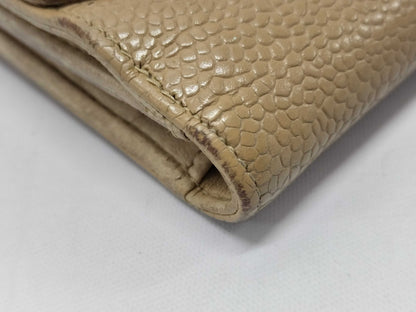 CHANEL CHANEL Folding Wallet Caviar Skin Coco Mark with Card Sticker