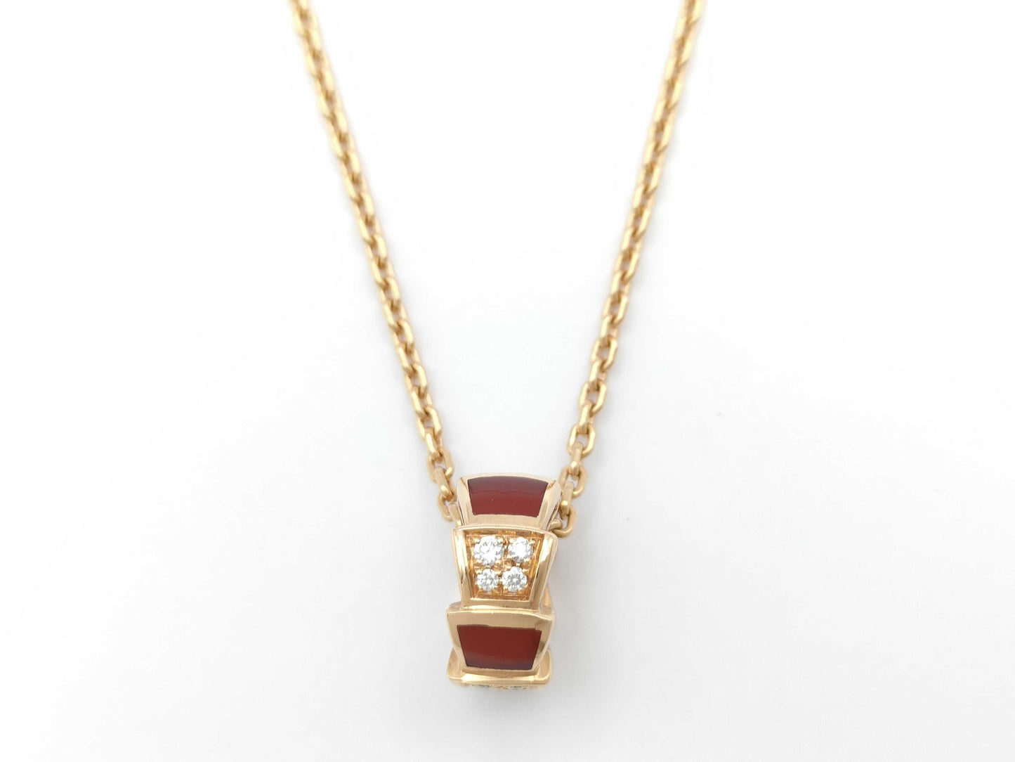 BVLGARI Serpenti Viper Carnelian Diamond PG Au750 10.9g Necklace