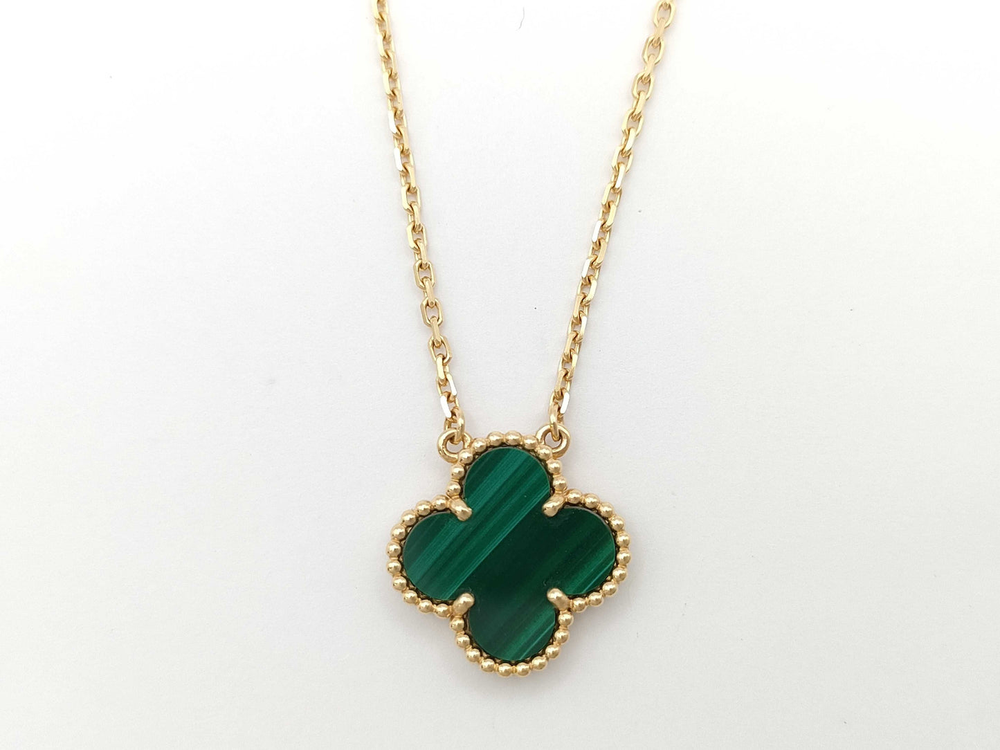 Van Cleef&Arpels Vintage Alhambra Malachite YG Au750 5.4g Necklace 