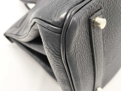 HERMES Taurillon Birkin 35 Blue Indigo with Sterling Silver Hardware and G Stamp