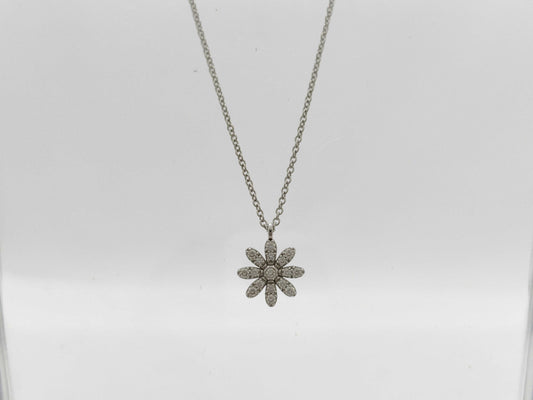Tiffany&Co. Daisy Flower Diamond WG AU750 2.0g Necklace