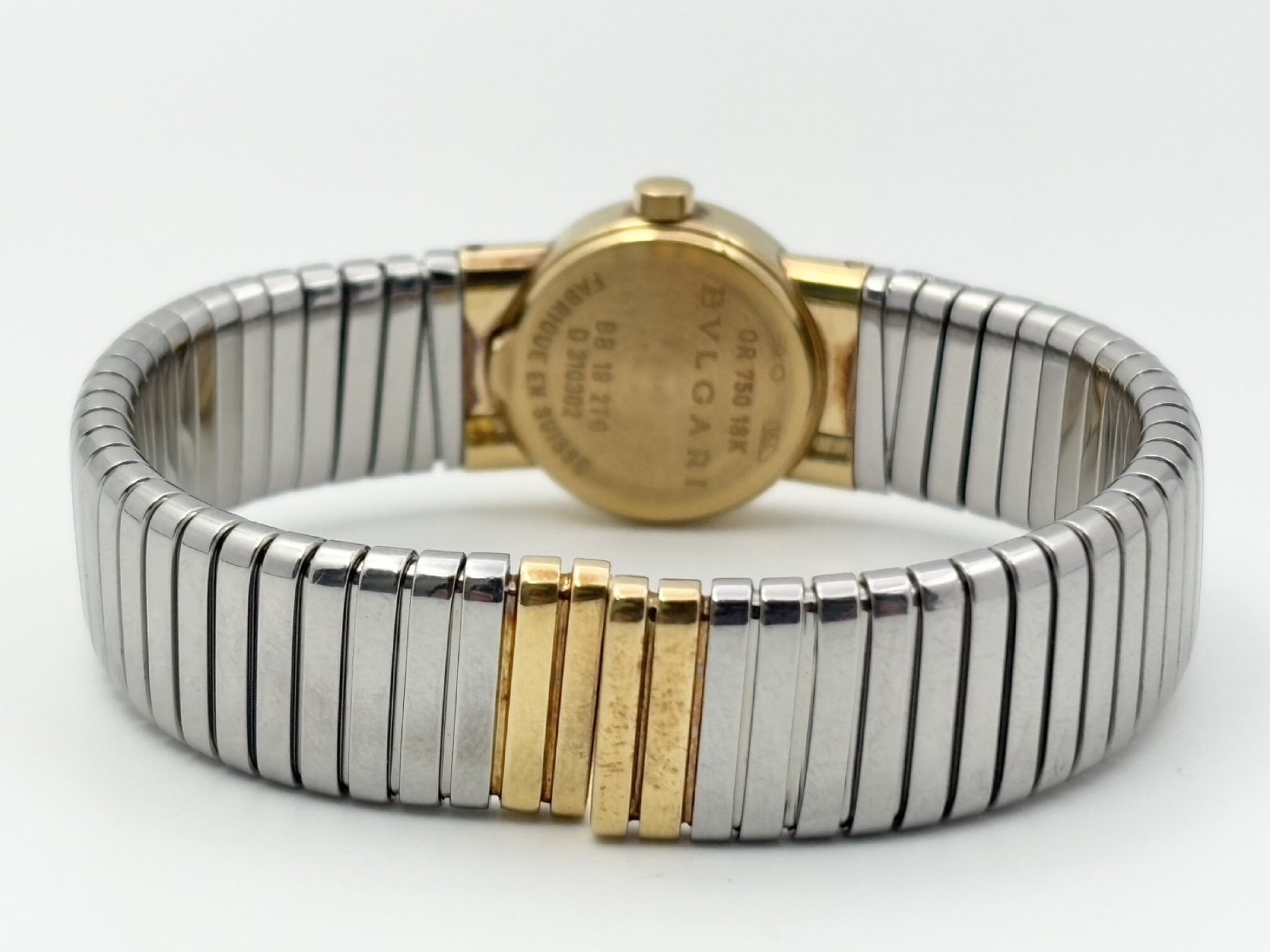 BVLGARI Tubogas BB192TG D310302 Quartz Black Dial 18K Gold Women's Watch