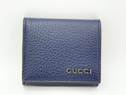 GUCCI Gucci 771160 Logo Leather Coin Purse Navy Coin Case