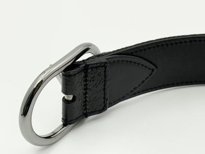 GUCCI 121290 GG Canvas Belt 80 Canvas and Leather Black Belt