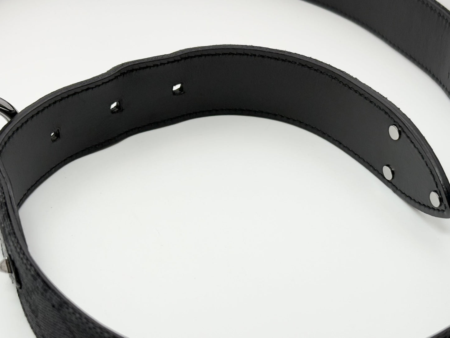 GUCCI 121290 GG Canvas Belt 80 Canvas and Leather Black Belt