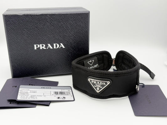 PRADA Prada 2YC016 Re-Nylon Pet Color Triangle Logo Triangle Plate Nylon Collar #M Pet Supplies NERO Black Current Product Other Accessories