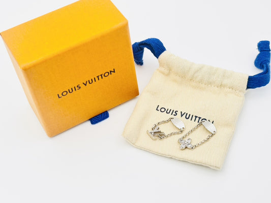 LOUIS VUITTON Vuitton M1379S Set Ring Lady LV Ring #S TE3234 Rhinestone Silver 2 Piece Set Ring