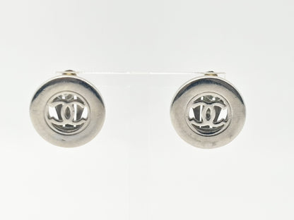 CHANEL Coco Mark Round Circle 97A Silver Earrings
